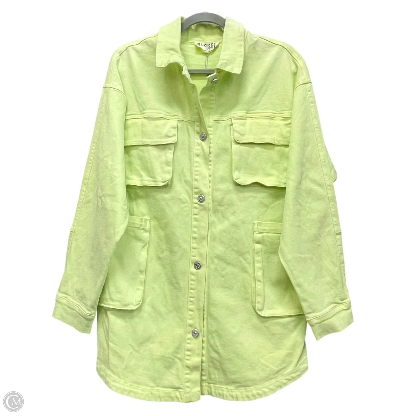 Jacket Shirt By Clothes Mentor In Chartreuse, Size: M