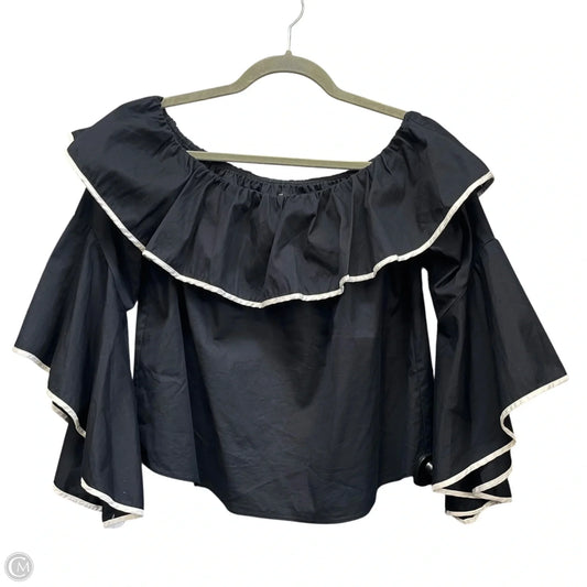 Top Long Sleeve By Zara Basic In Black & White, Size: M