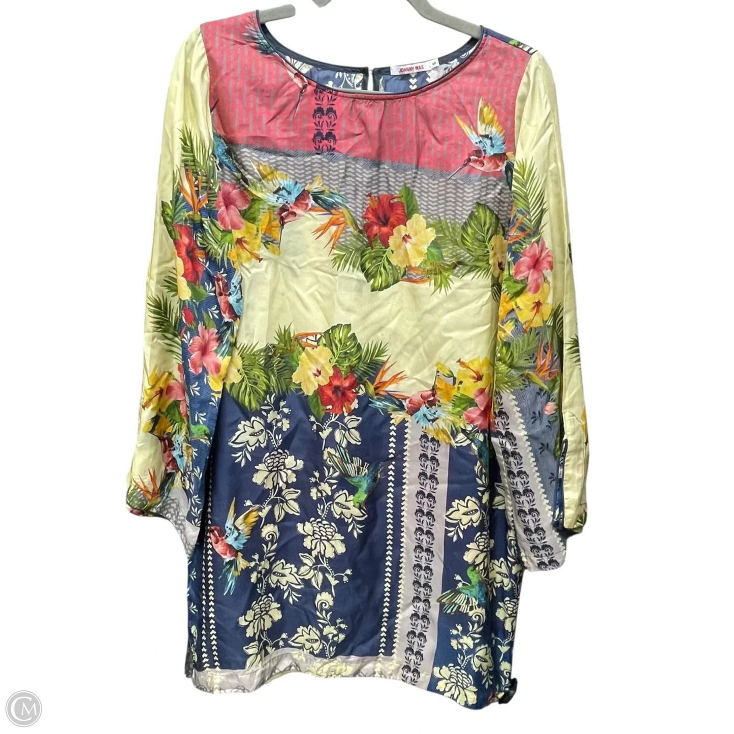 Dress Casual Short By Johnny Was In Blue & Yellow, Size: S