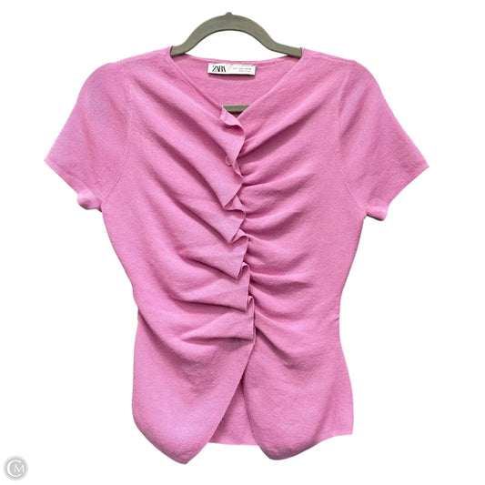 Top Short Sleeve By Zara In Pink, Size: L