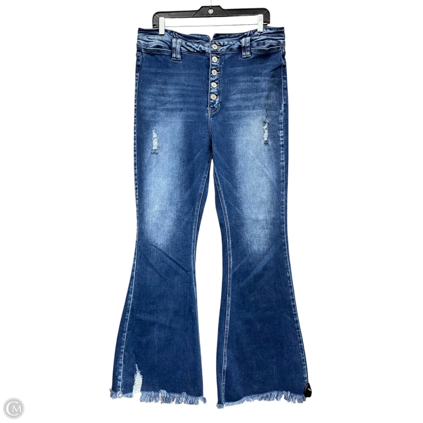 Jeans Flared By Kancan In Blue Denim, Size: 14
