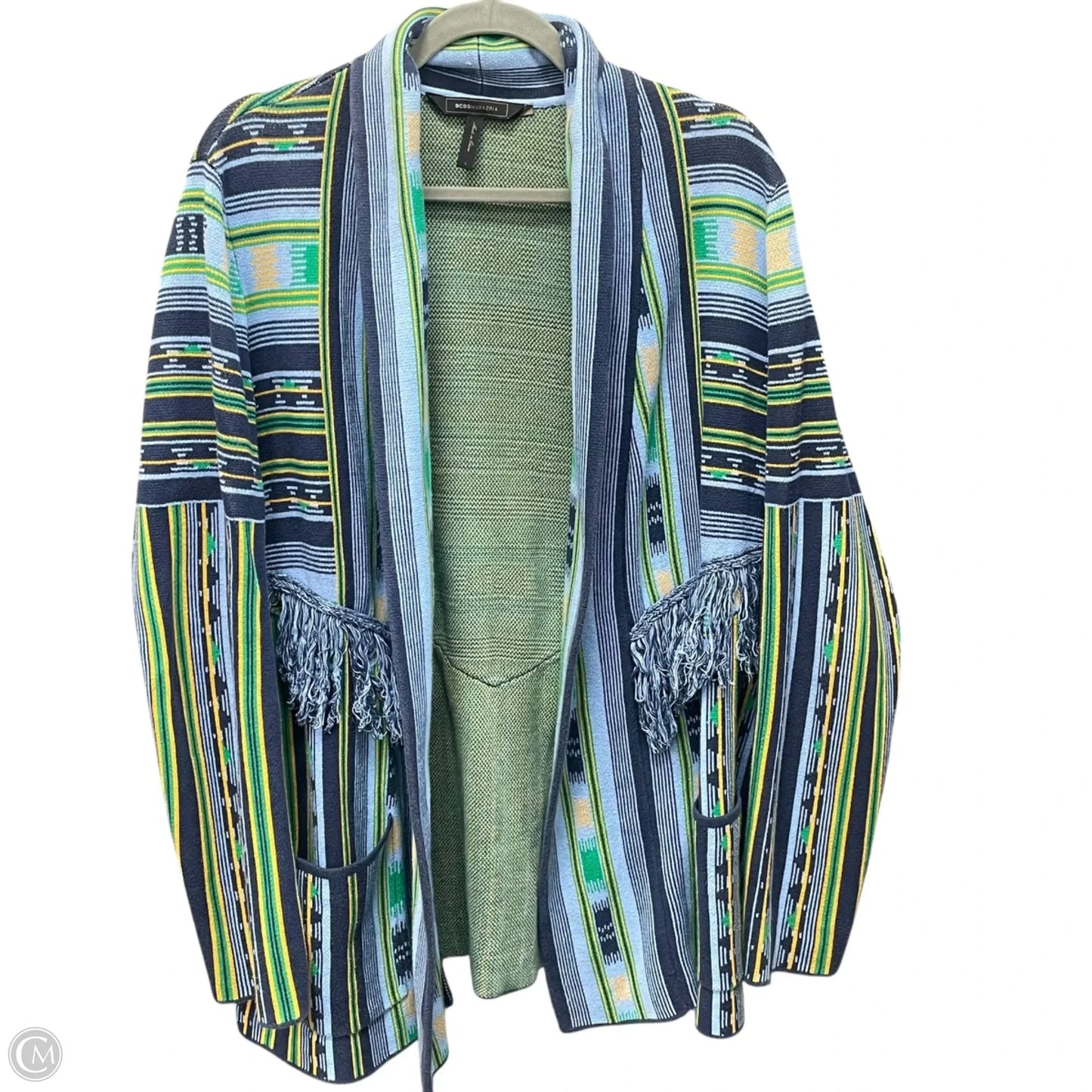 Sweater Cardigan By Bcbgmaxazria In Blue & Green, Size: L