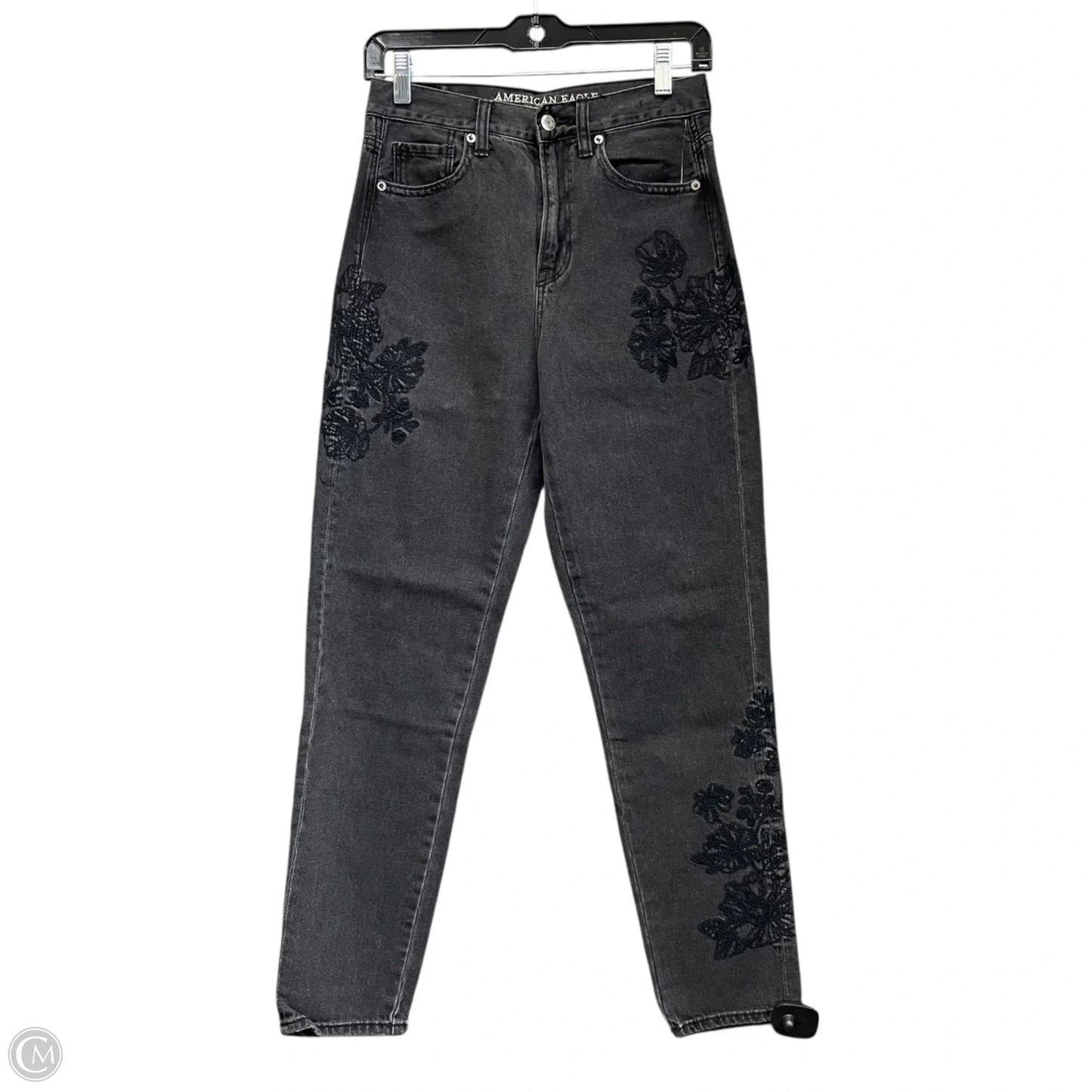 Jeans Boyfriend By American Eagle In Black Denim, Size: 2