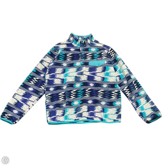 Jacket Fleece By Patagonia In Blue & White, Size: L
