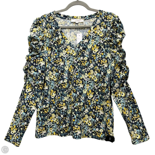 Top Long Sleeve By Loft In Blue & Yellow, Size: L