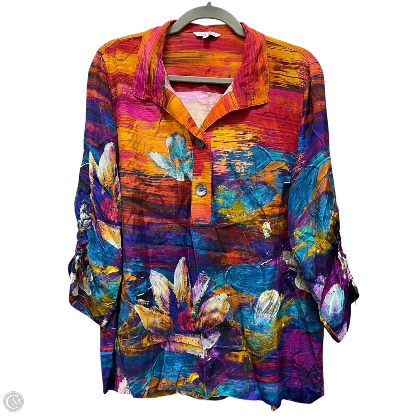 Top Long Sleeve By John Mark In Blue & Orange, Size: S