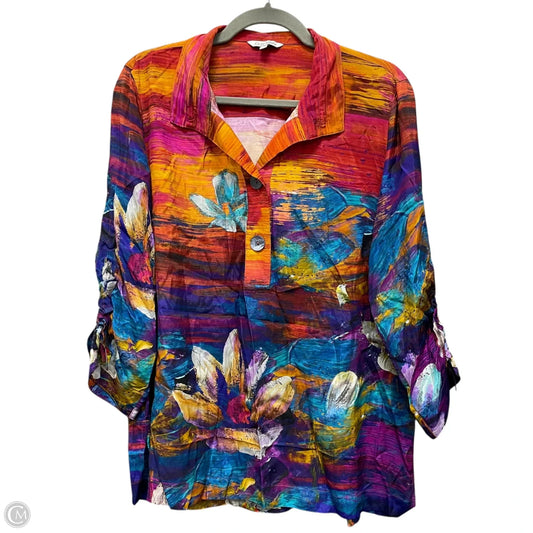 Top Long Sleeve By John Mark In Blue & Orange, Size: S