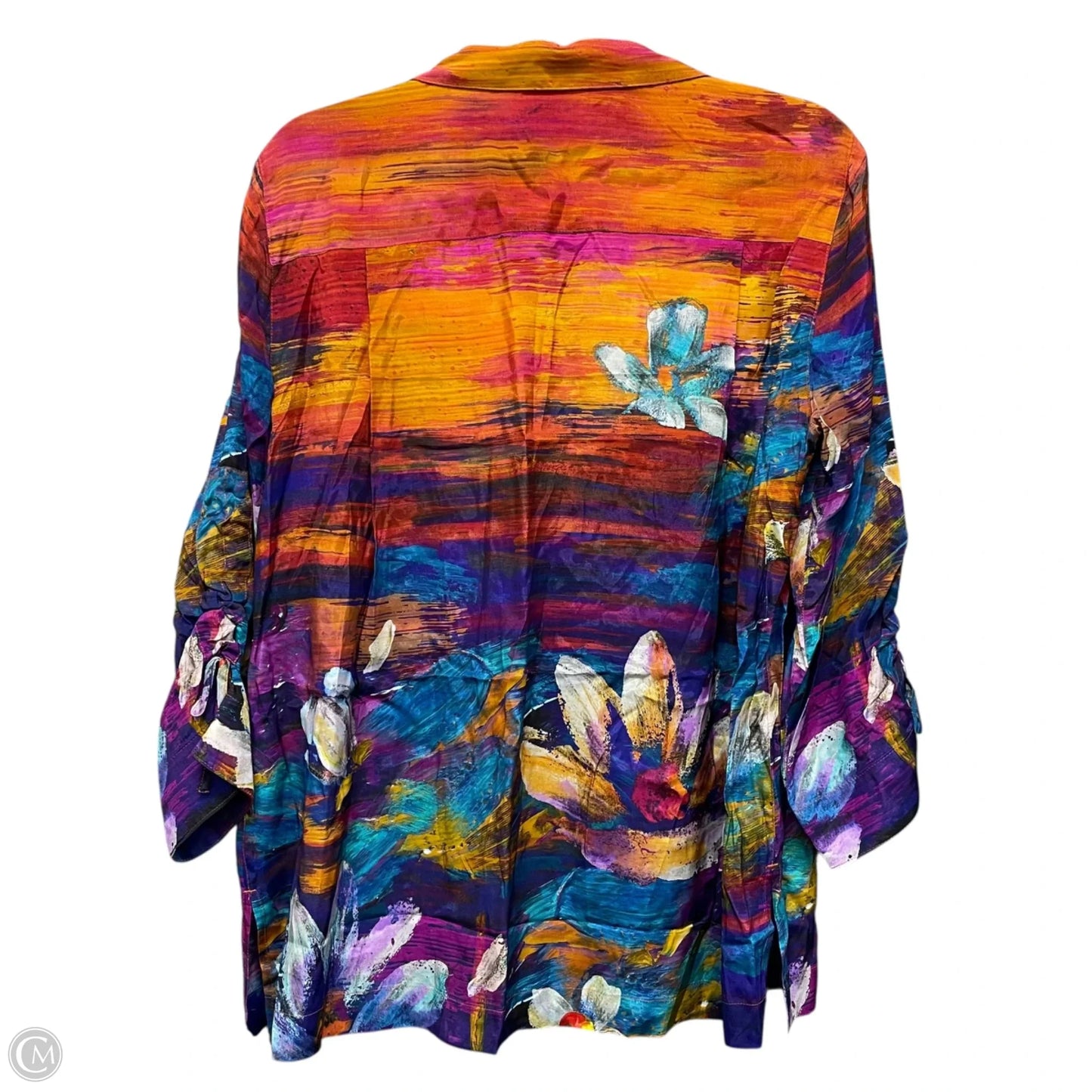 Top Long Sleeve By John Mark In Blue & Orange, Size: S