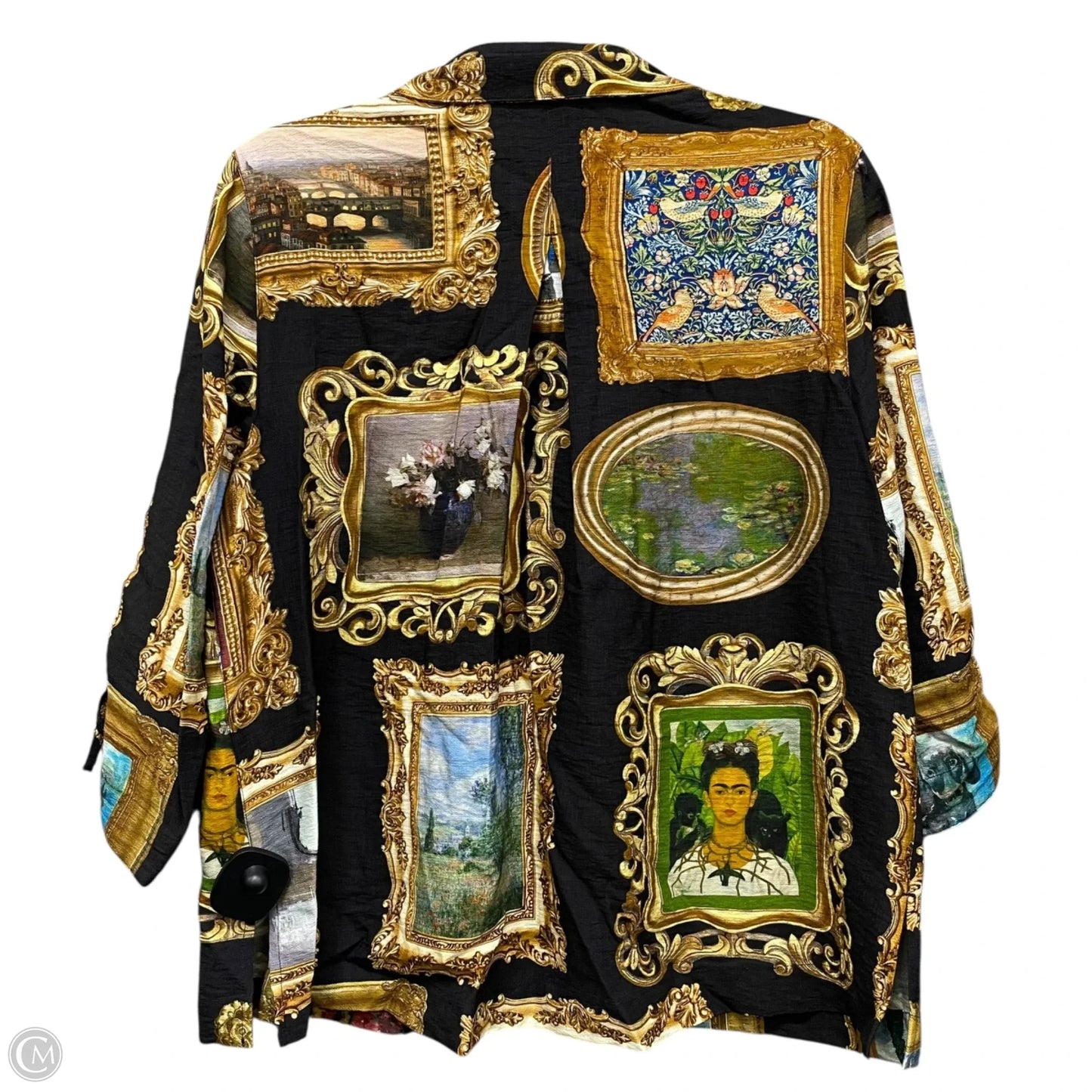 Top 3/4 Sleeve By John Mark In Black & Gold, Size: Mp