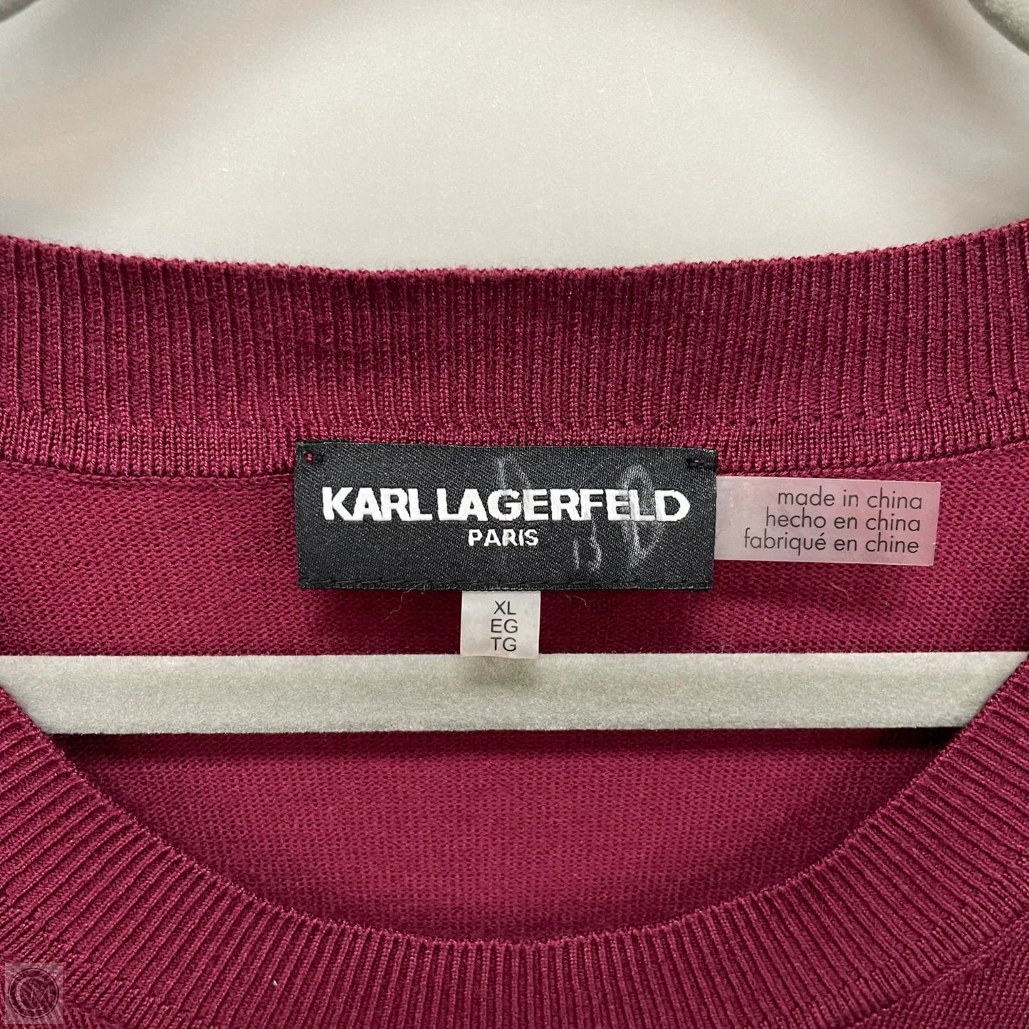 Sweater Designer By Karl Lagerfeld In Maroon, Size: Xl