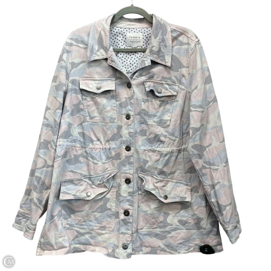 Jacket Utility By Torrid In Blue & Pink, Size: 2x