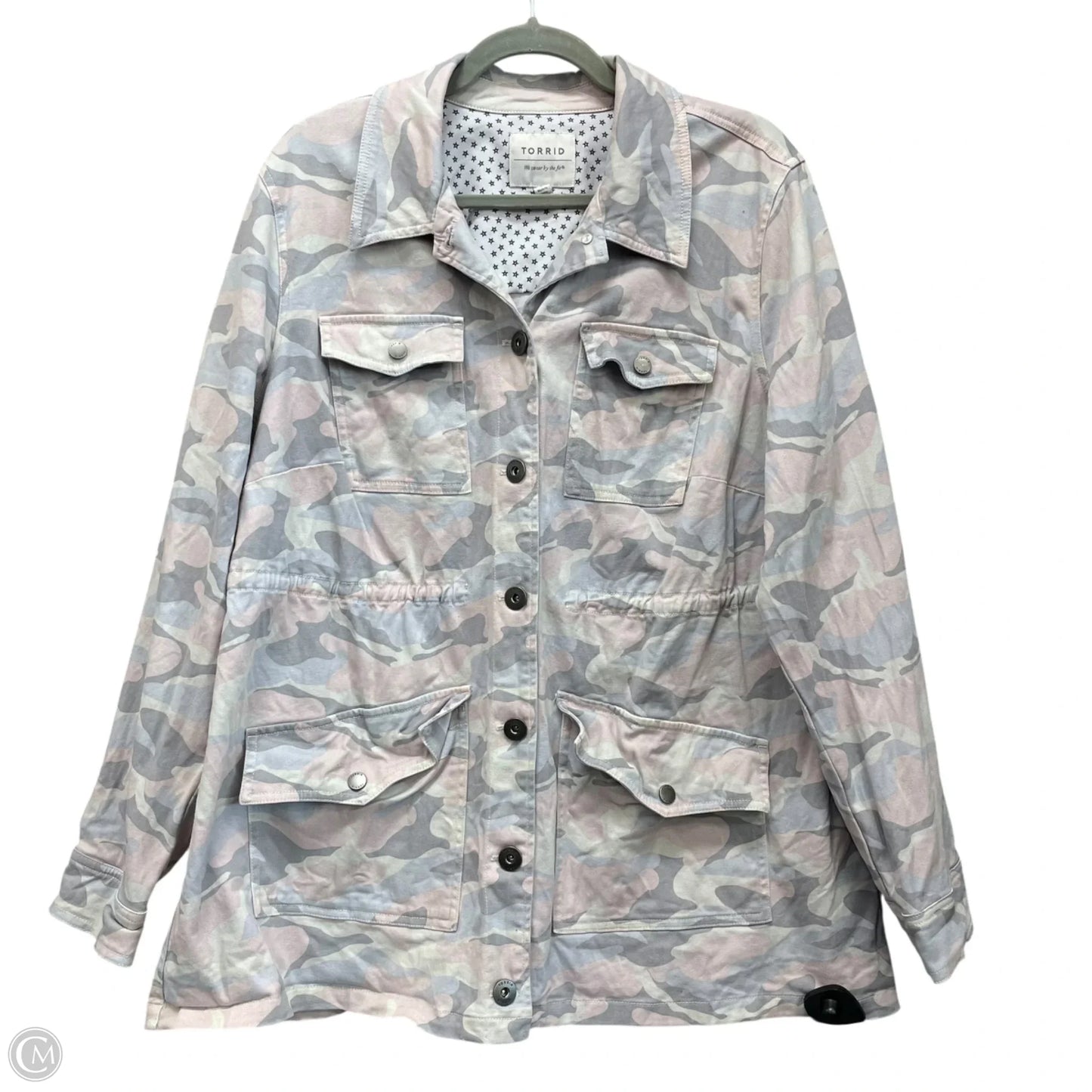 Jacket Utility By Torrid In Blue & Pink, Size: 2x