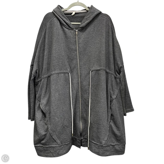 Sweatshirt Hoodie By Free People In Grey, Size: L