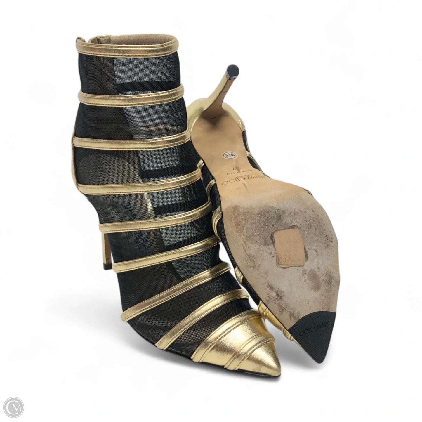 Shoes Luxury Designer By Jimmy Choo In Gold, Size: 6.5