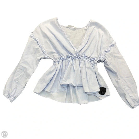 Blouse Long Sleeve By Zara Basic In Blue, Size: Xs