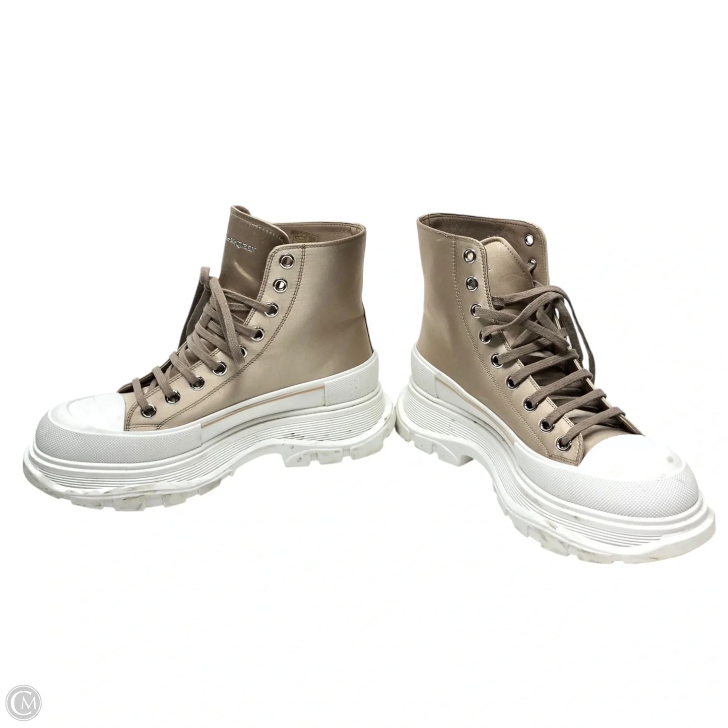 Shoes Luxury Designer By Alexander Mcqueen In Brown & White, Size: 10.5