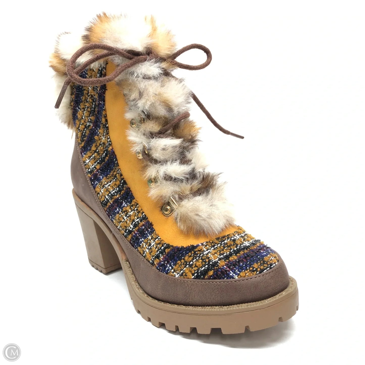Boots Ankle Heels By Cato In Brown, Size: 7