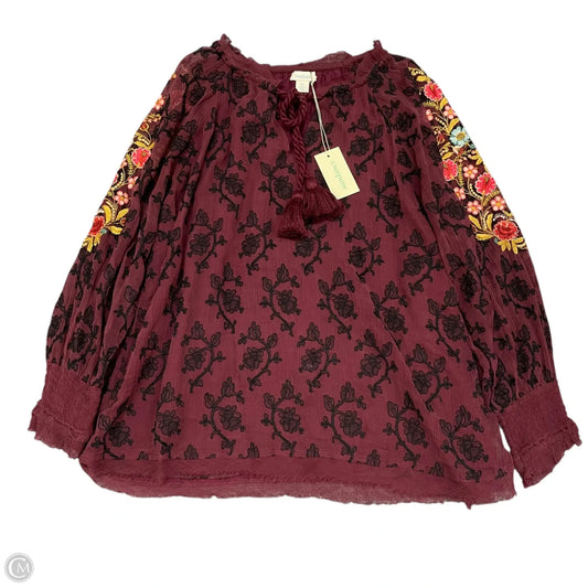 Blouse Long Sleeve By Sundance In Maroon, Size: Sp
