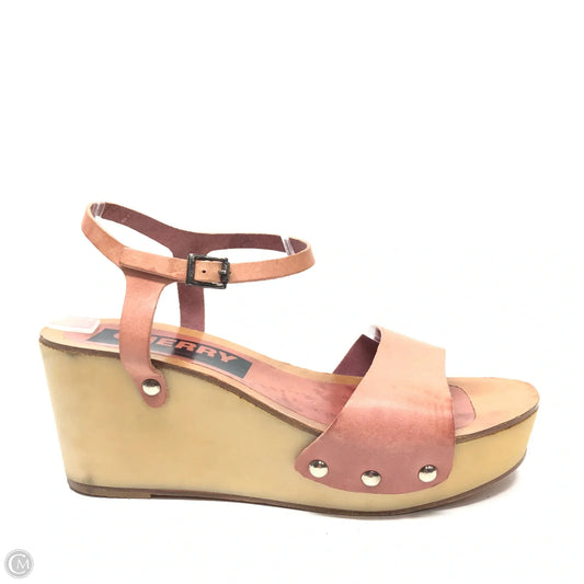 Sandals Heels Wedge By Cmb In Tan, Size: 9.5