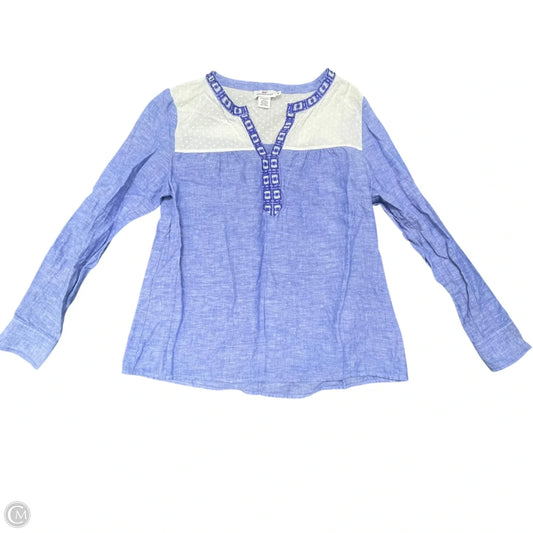 Top Long Sleeve By Vineyard Vines In Blue & White, Size: M