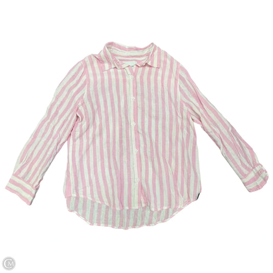 Top Long Sleeve By Clothes Mentor In Pink & White, Size: L