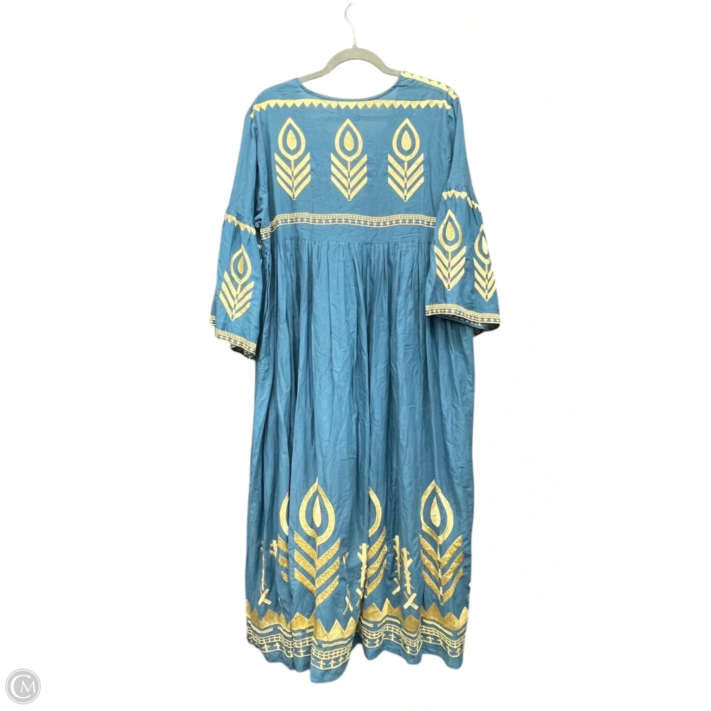 Dress Casual Midi By Cmc In Blue & Gold, Size: Xl
