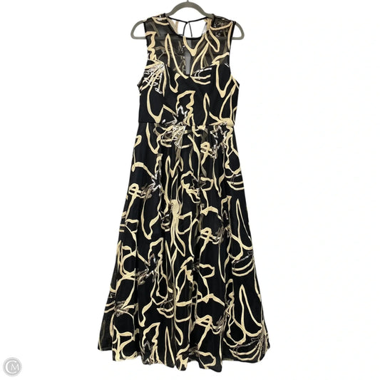 Dress Party Midi By Donna Karan In Black & Tan, Size: 10