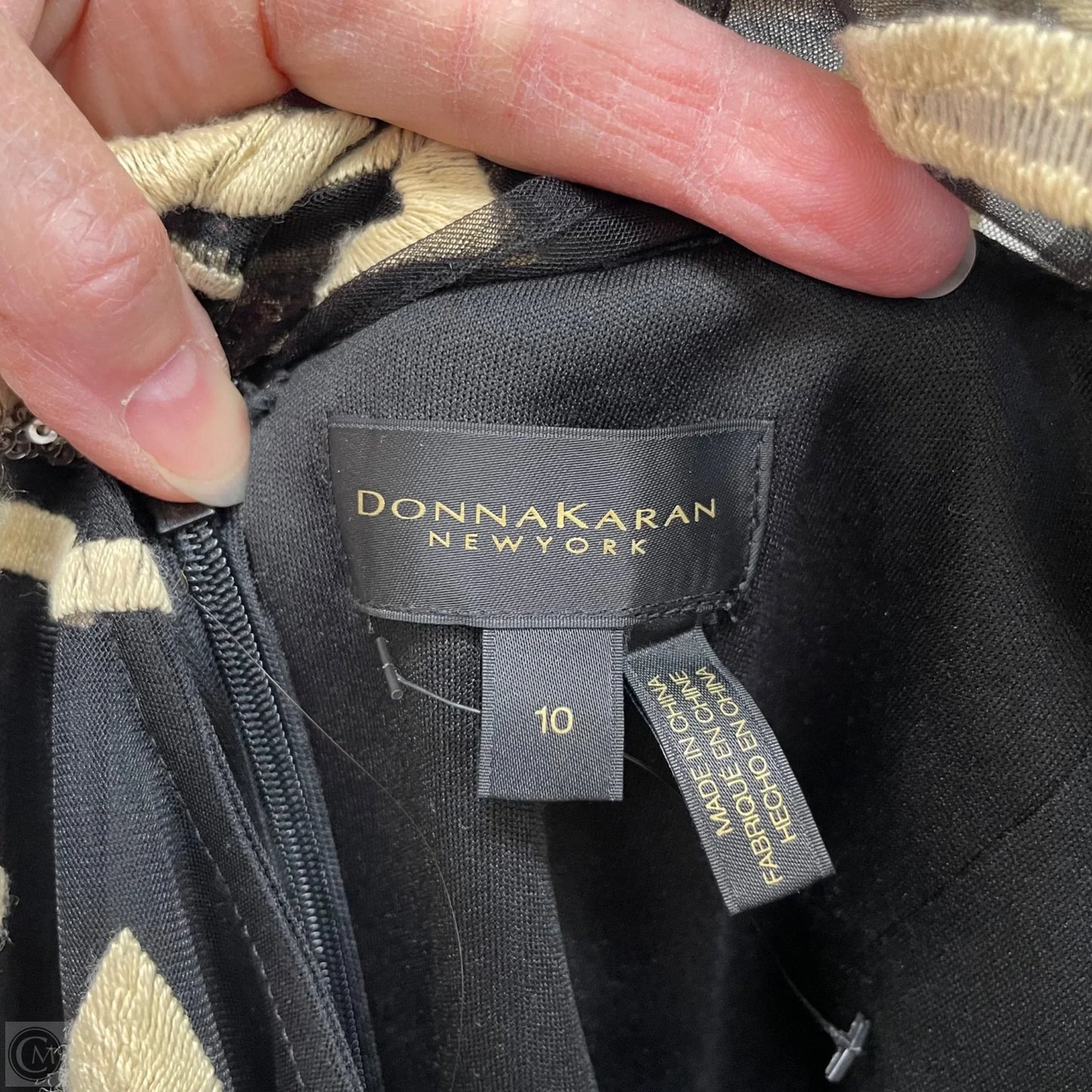 Dress Party Midi By Donna Karan In Black & Tan, Size: 10