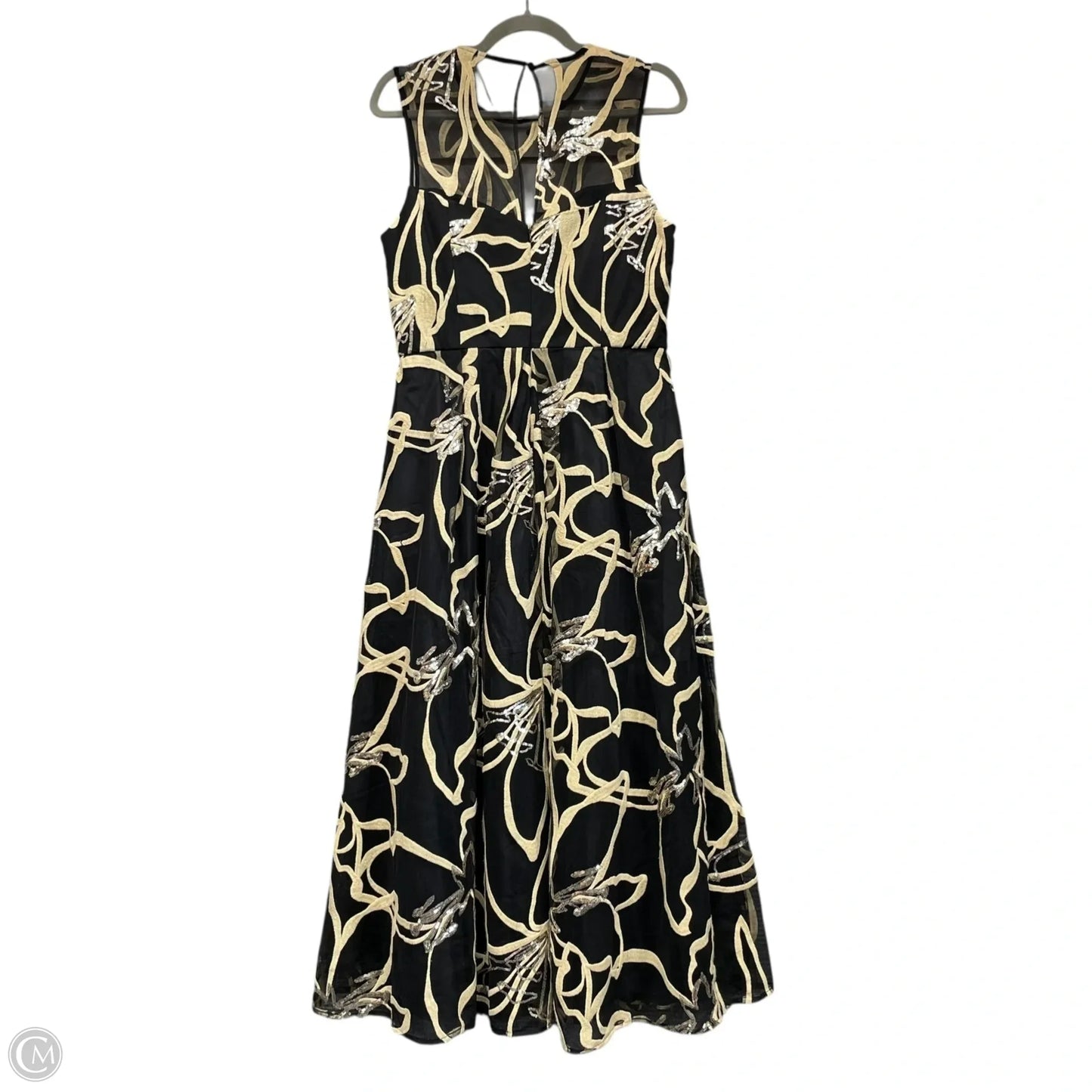 Dress Party Midi By Donna Karan In Black & Tan, Size: 10