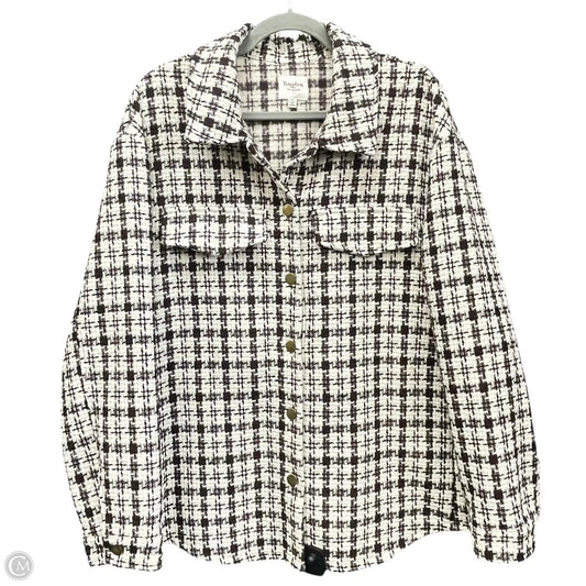 Jacket Shirt By Hayden La In Brown & Cream, Size: 1x