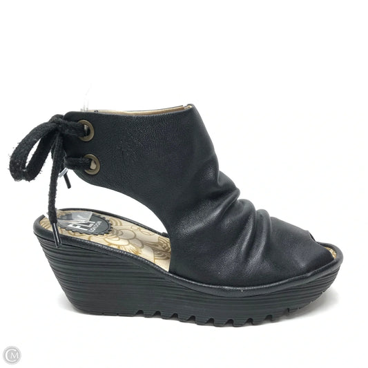 Sandals Heels Wedge By Fly London In Black, Size: 6