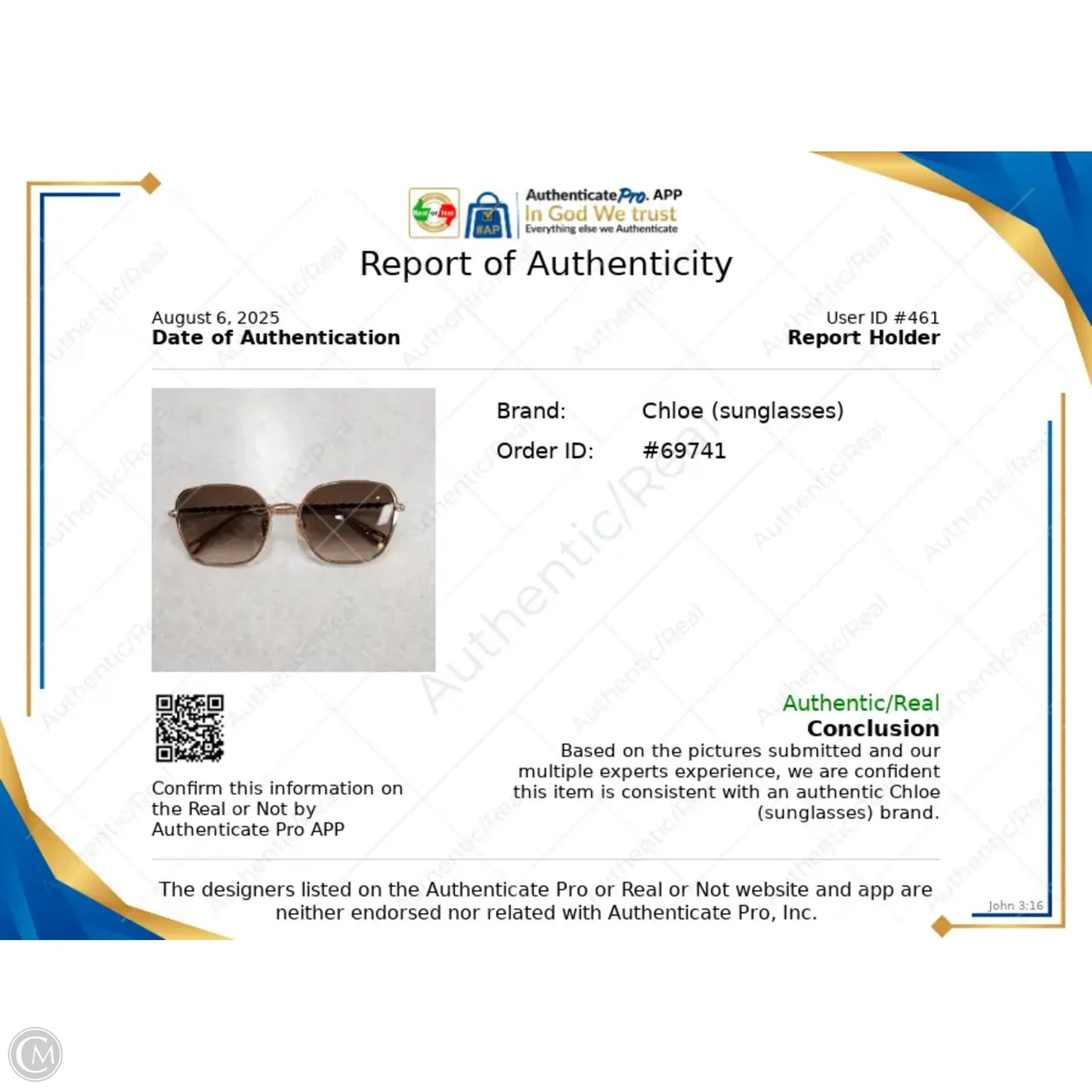 Sunglasses Luxury Designer By Chloe