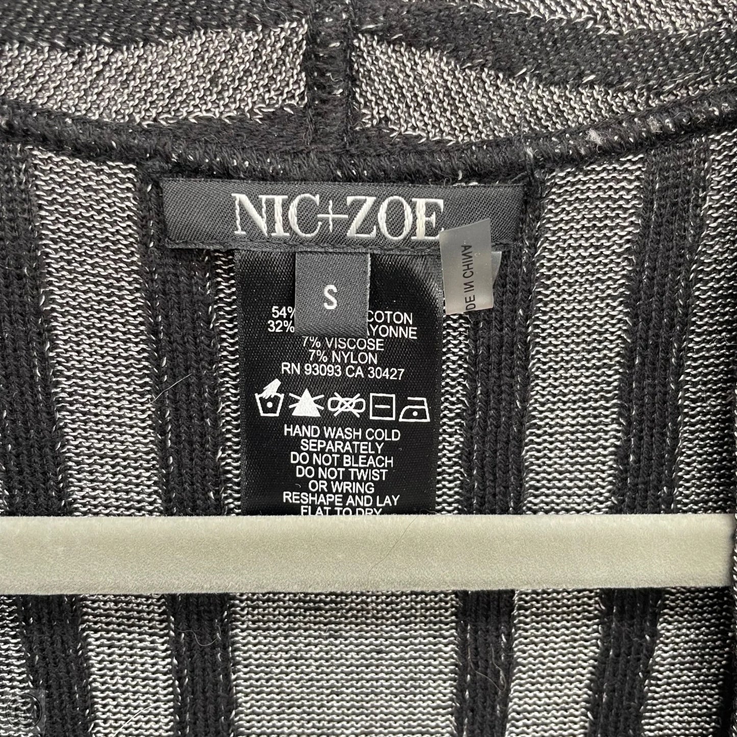 Sweater Cardigan By Nic + Zoe In Black & Grey, Size: S