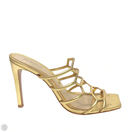 Sandals Heels Stiletto By Cmb In Gold, Size: 9.5