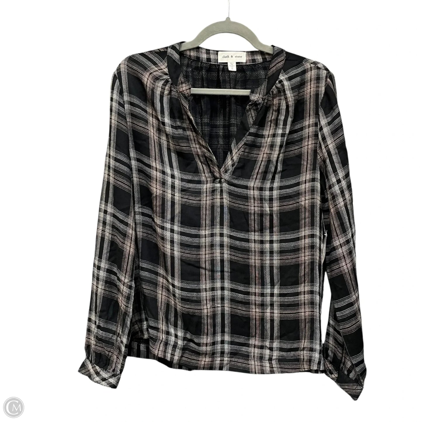 Top Long Sleeve By Cloth & Stone In Plaid Pattern, Size: M
