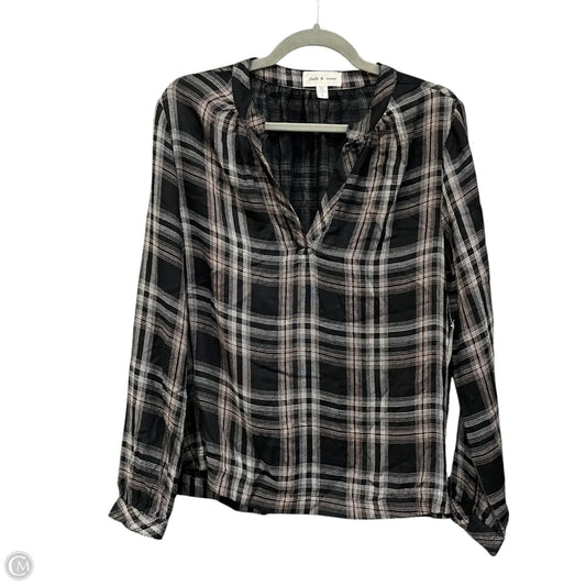 Top Long Sleeve By Cloth & Stone In Plaid Pattern, Size: M
