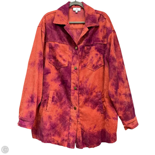 Jacket Shirt By Urban Daizy In Orange & Purple, Size: L