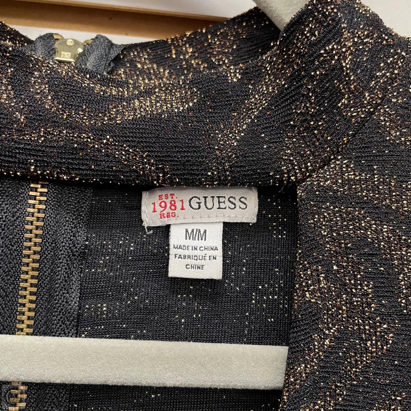 Dress Party Short By Guess In Black & Gold, Size: M