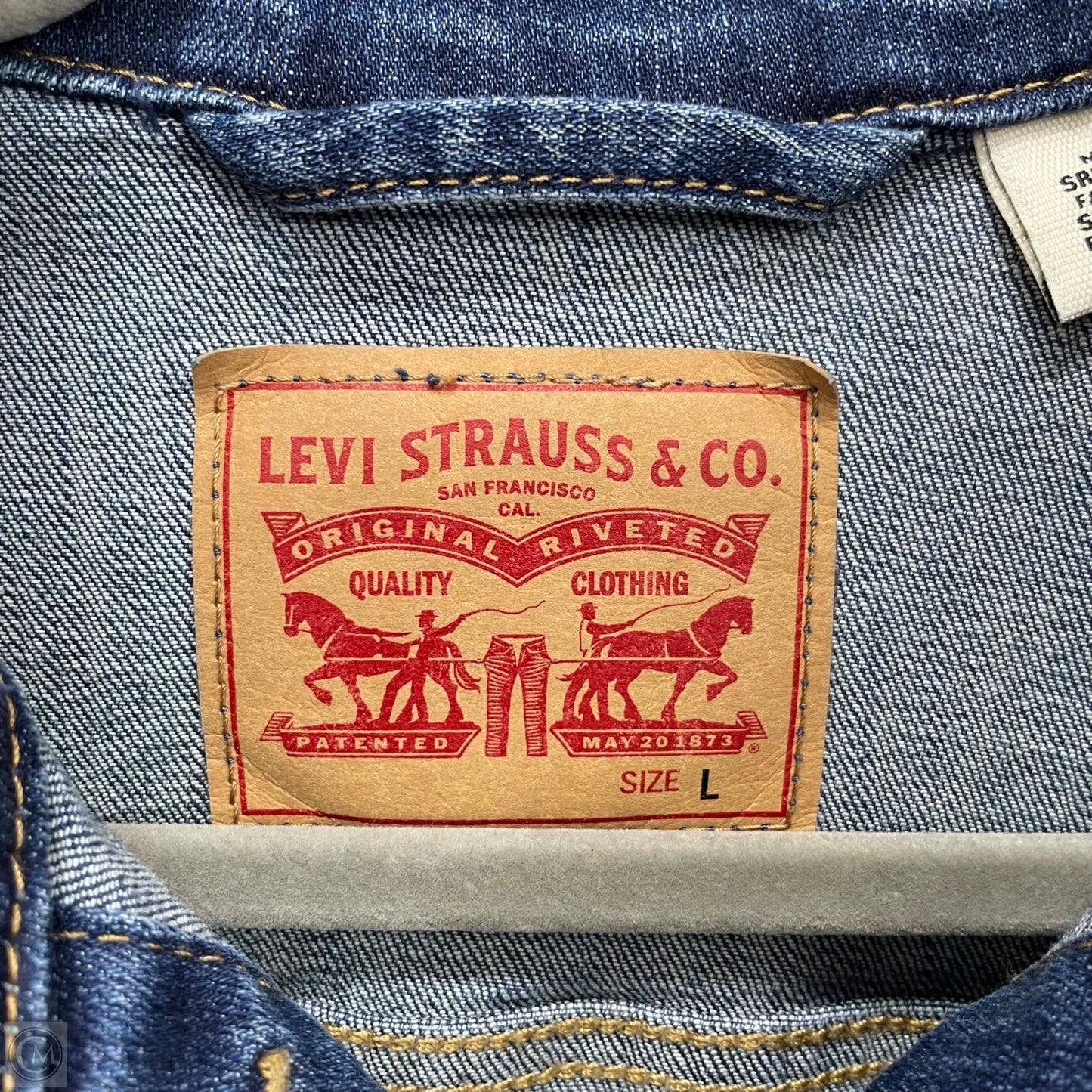 Jacket Denim By Levis In Blue Denim, Size: L