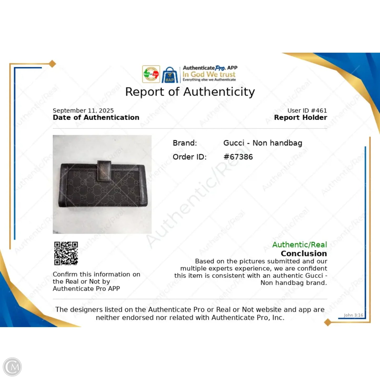 Wallet Luxury Designer By Gucci, Size: Large
