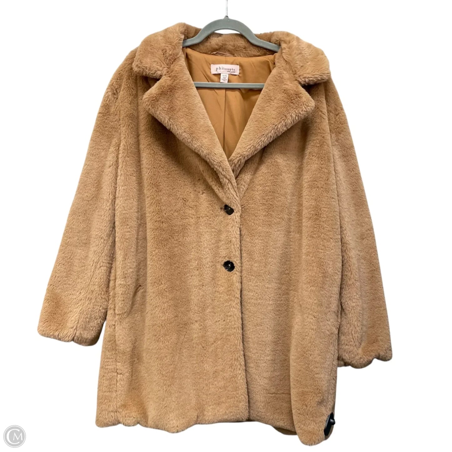 Coat Faux Fur & Sherpa By Philosophy In Brown, Size: Xl