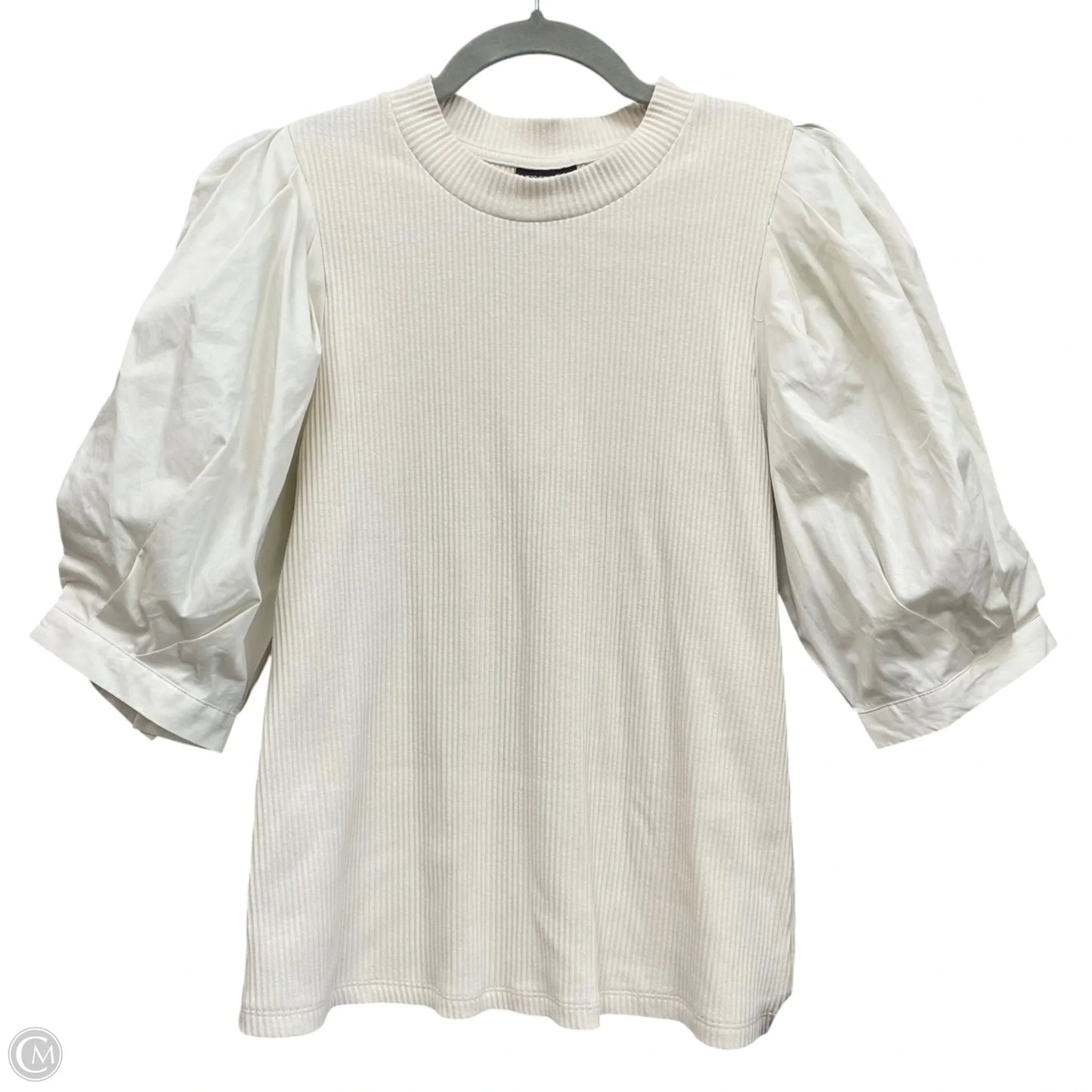 Blouse Short Sleeve By Who What Wear In Cream, Size: S