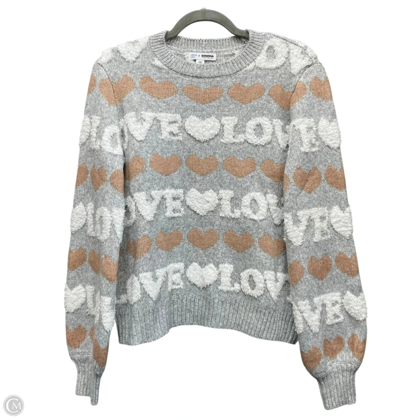 Sweater By Sonoma In Grey & White, Size: M