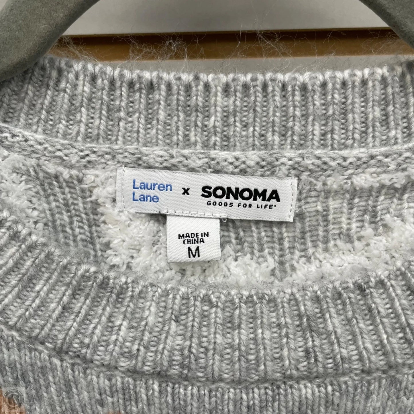 Sweater By Sonoma In Grey & White, Size: M