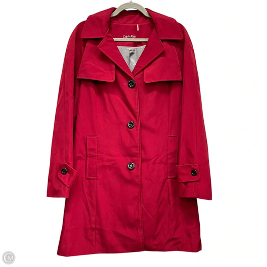 Coat Trench Coat By Calvin Klein In Red, Size: M
