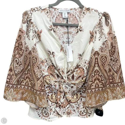 Blouse 3/4 Sleeve By Cupcakes And Cashmere In Brown & Cream, Size: S