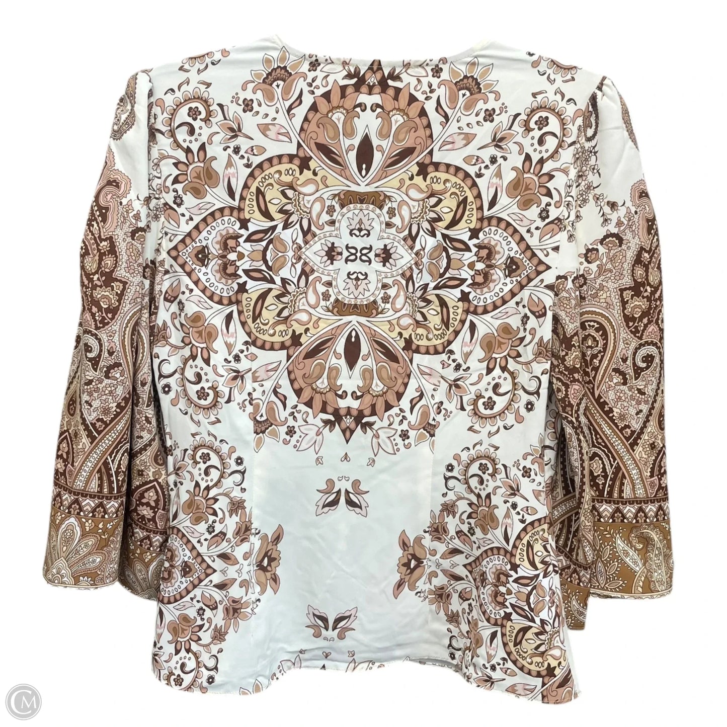 Blouse 3/4 Sleeve By Cupcakes And Cashmere In Brown & Cream, Size: S