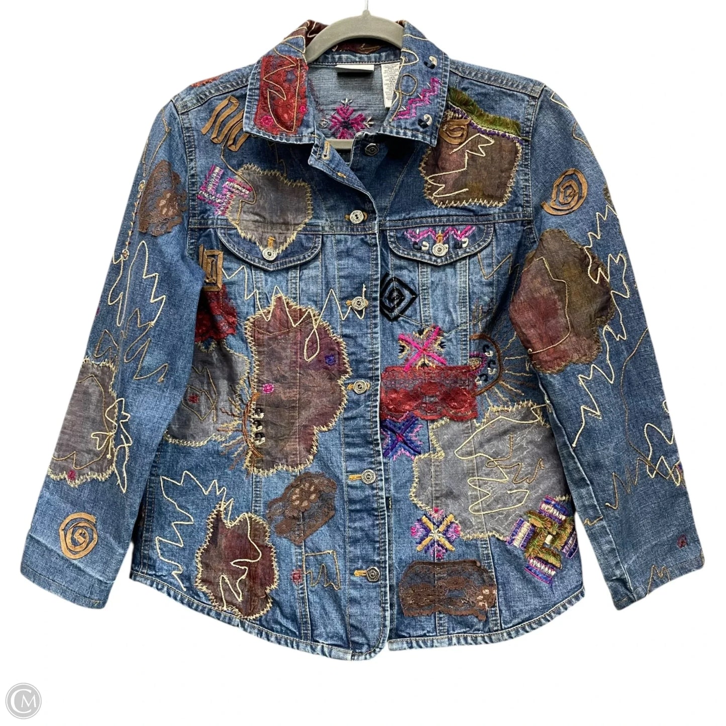 Jacket Shirt By Chicos In Multi-colored, Size: S