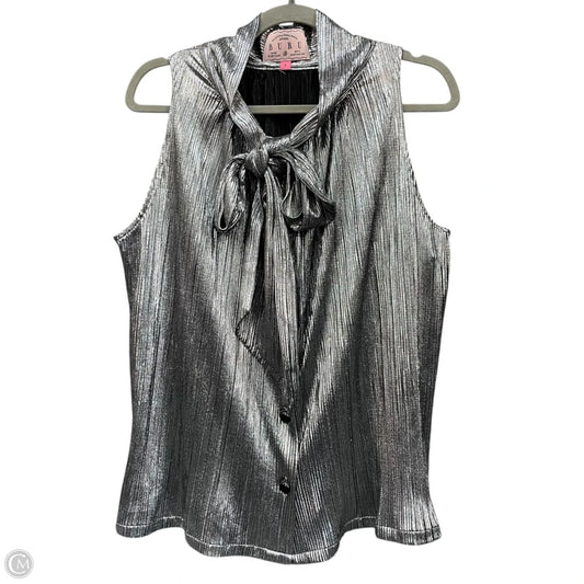 Blouse Sleeveless By Cmb In Silver, Size: S