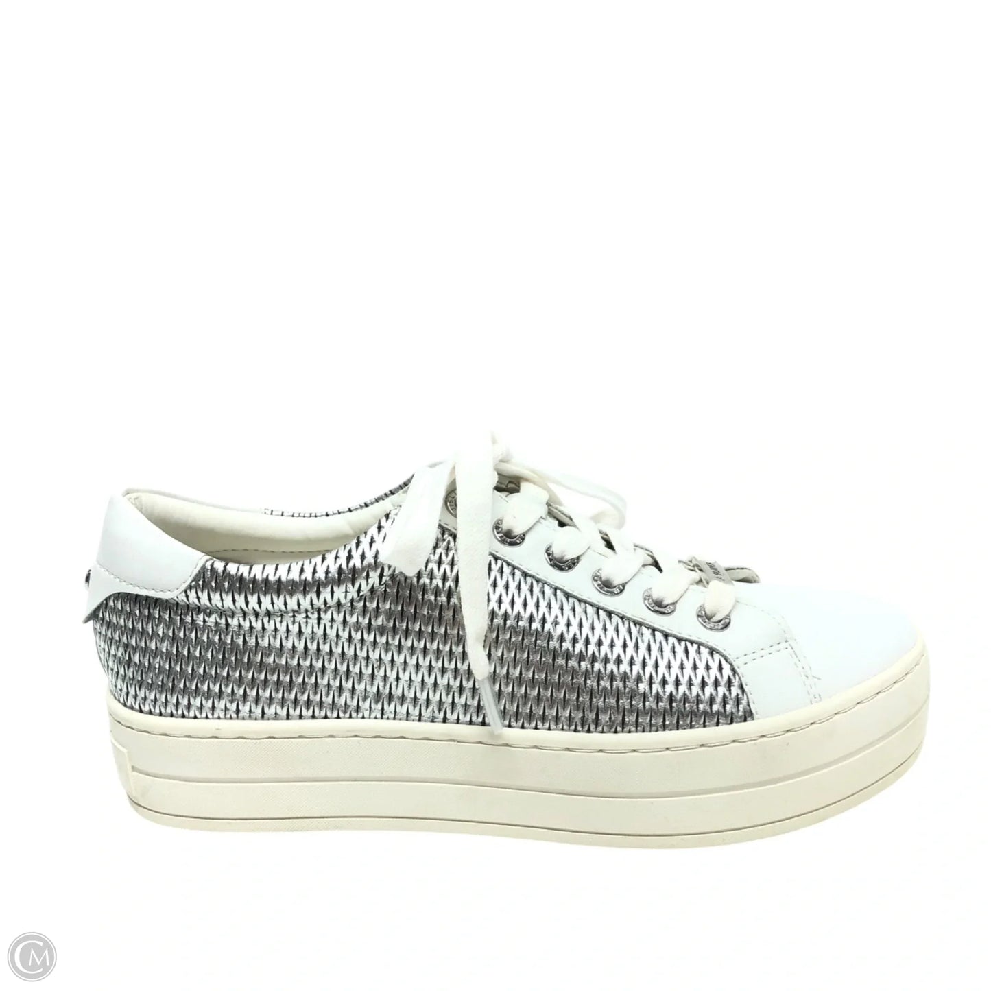 Shoes Sneakers By J Slides In Silver & White, Size: 6
